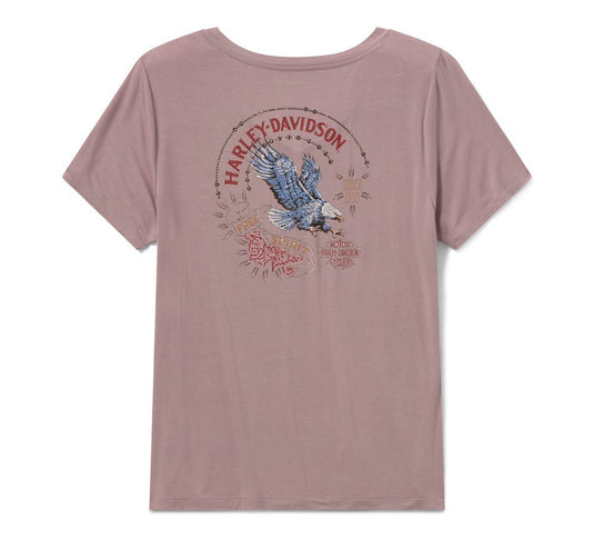 Harley-Davidson - Women's Bling Thorns & Talons V-Neck - Dusty Mauve -
