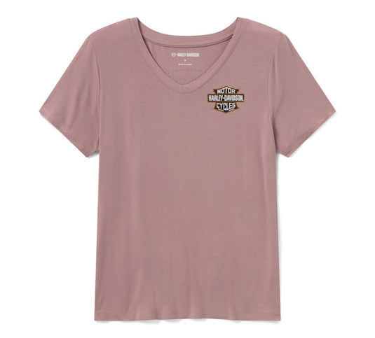 Harley-Davidson - Women's Bling Thorns & Talons V-Neck - Dusty Mauve -