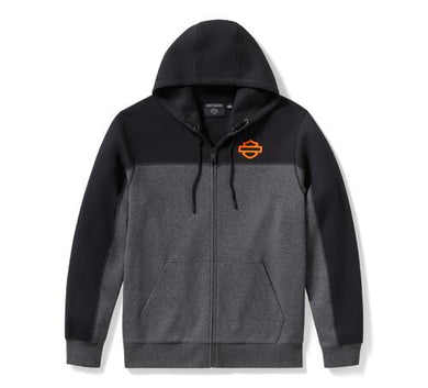 Men's H-D TECH Gaiter Full Zip - Colourblock Charcoal Grey Heather and Harley Black