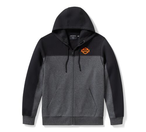 Men's H-D TECH Gaiter Full Zip - Colourblock Charcoal Grey Heather and Harley Black