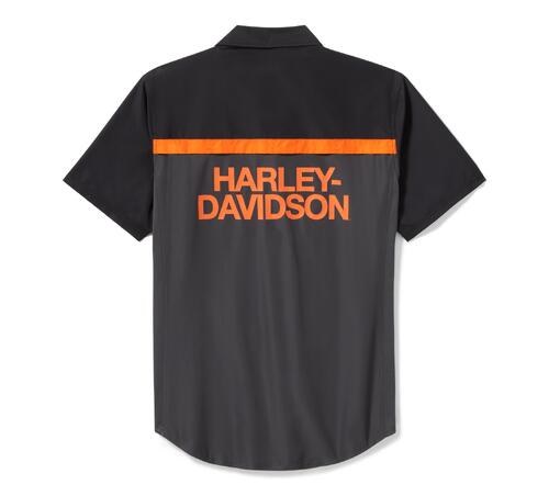 H-D Tech Vented Shirt - Colourblock- Asphalt and Harley Black