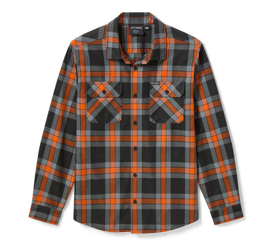 Harley-Davidson - Men's H-D Standard Long Sleeve Plaid Shirt - Hawaiian Sunset & Harley Black -