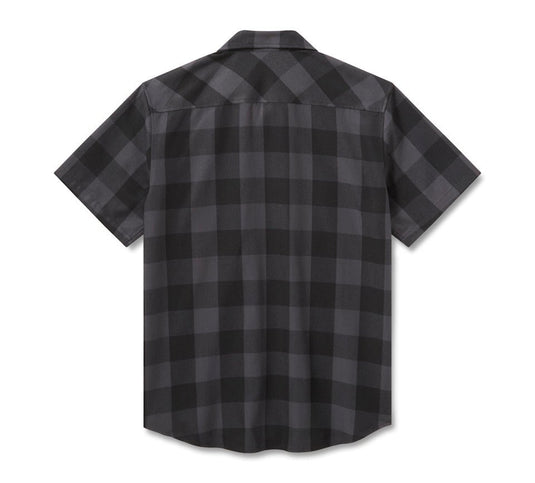 Harley-Davidson - Men's H-D Standard Short Sleeve Plaid Shirt - Asphalt Harley Black Heather -