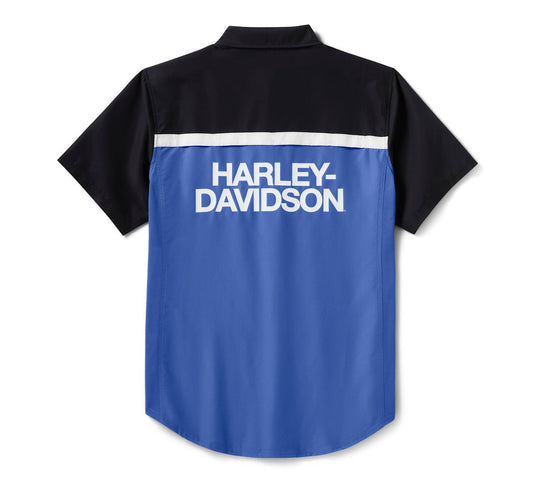 West Coast Harley-Davidson - Men's H-D TECH Vented Shirt - Colorblock - Nebulas Blue & Harley Black -