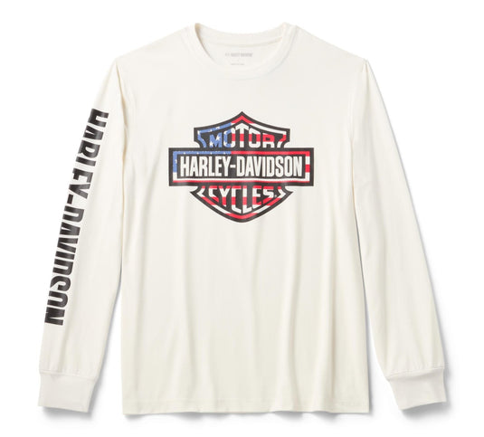 Harley-Davidson - Men's Stars & Stripes Long Sleeve Shirt - Cloud Dancer -