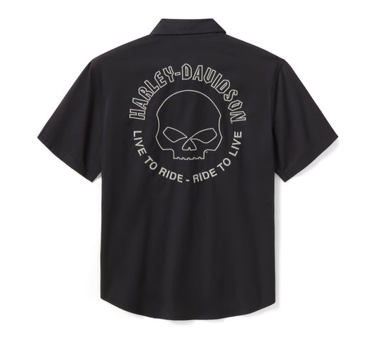 West Coast Harley-Davidson - Men's Willie G Dark Custom Short Sleeve Mechanics Shirt -