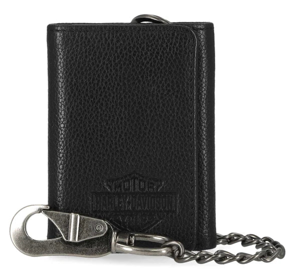 Load image into Gallery viewer, Men's Bar &amp; Shield Core Pebble Chain Tri-Fold Wallet
