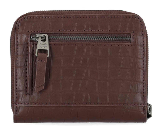 Harley-Davidson® Women's Metal Bar & Shield Croco Small Zip Around Wallet, Maroon