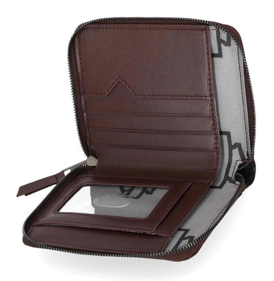 Harley-Davidson® Women's Metal Bar & Shield Croco Small Zip Around Wallet, Maroon