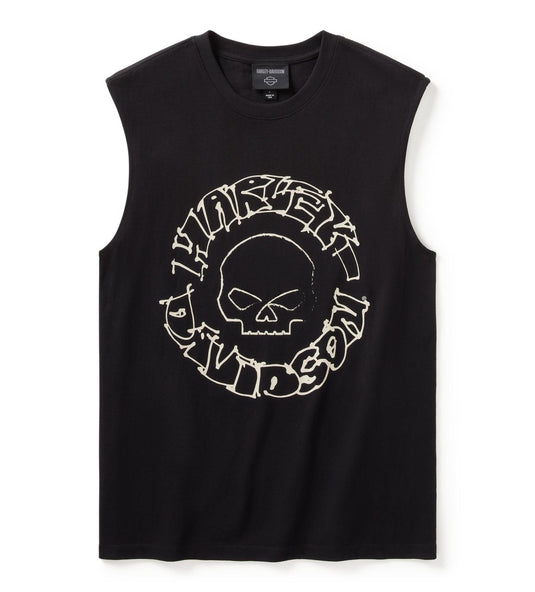 Harley-Davidson - Willie G Circle Skull Sketch Art Muscle Tee -