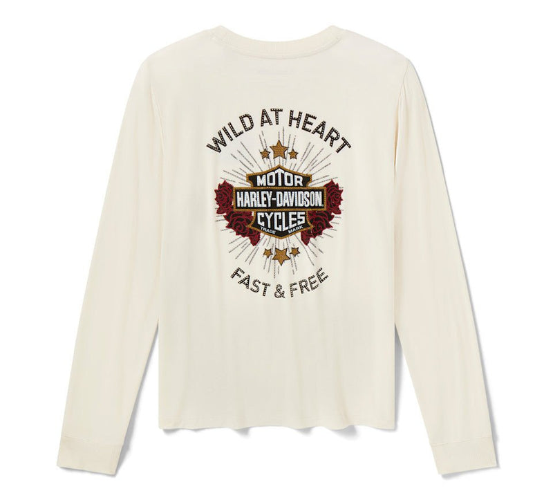 Load image into Gallery viewer, Harley-Davidson - Women's Bling Iron Rose Long Sleeve Top- Birch -
