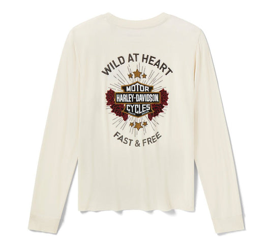 Harley-Davidson - Women's Bling Iron Rose Long Sleeve Top- Birch -