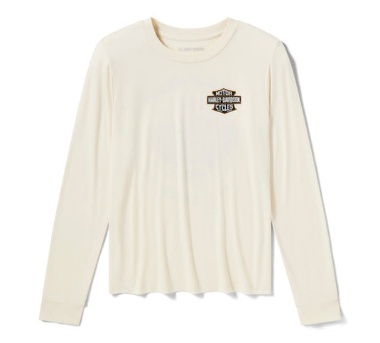 Harley-Davidson - Women's Bling Iron Rose Long Sleeve Top- Birch -