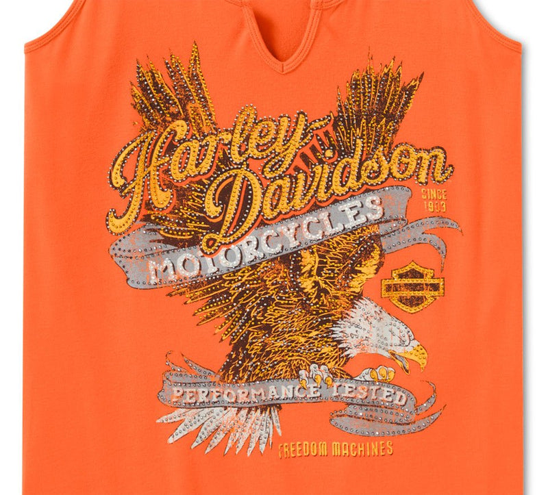 Load image into Gallery viewer, Harley-Davidson - Women's Bling Live to Ride Notch Neck Tank - Harley Orange -
