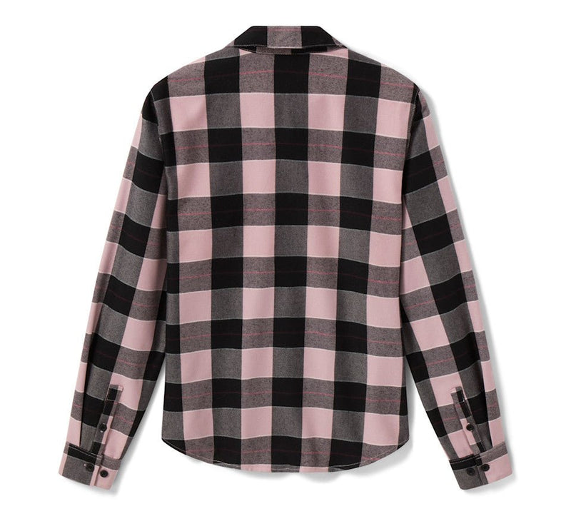 Load image into Gallery viewer, Harley-Davidson - Women's H-D Standard Buffalo Plaid Long Sleeve Shirt - Plaid - Dusty Mauve &amp; Harley Black -
