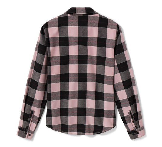 Harley-Davidson - Women's H-D Standard Buffalo Plaid Long Sleeve Shirt - Plaid - Dusty Mauve & Harley Black -