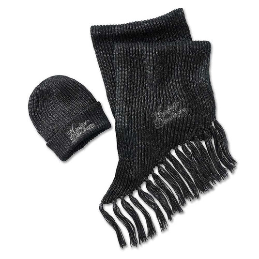 Harley-Davidson - Women's HD-MC Hat & Scarf Gift Set - Black Beauty -