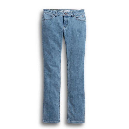 Harley-Davidson - Women's Straight Leg Mid-Rise Jeans - Light Indigo -