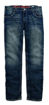 Front view of mens straight leg fit whipstitch modern jeans