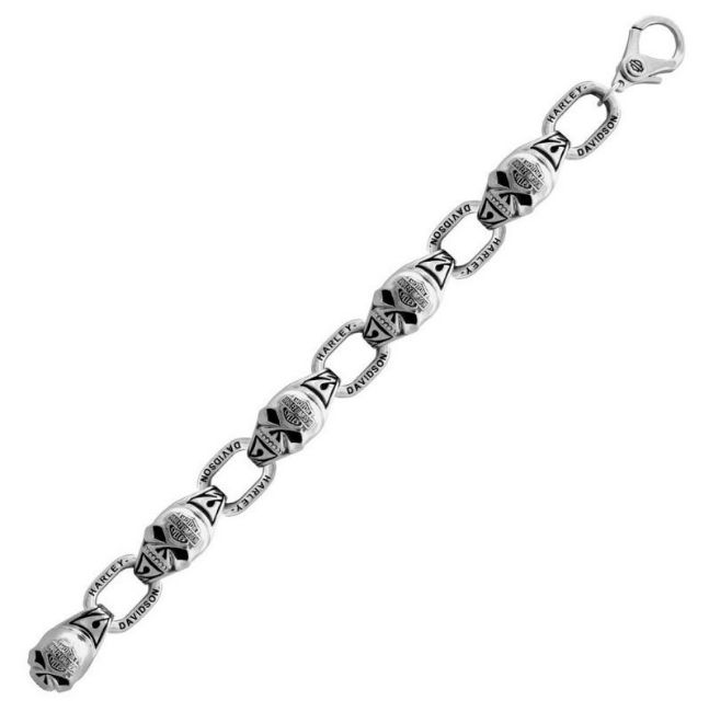 Bracelet mens steel skull large link bracelet