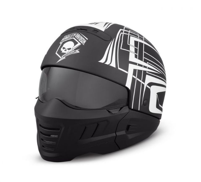 Front view of skull lightning 2 in 1 helmet