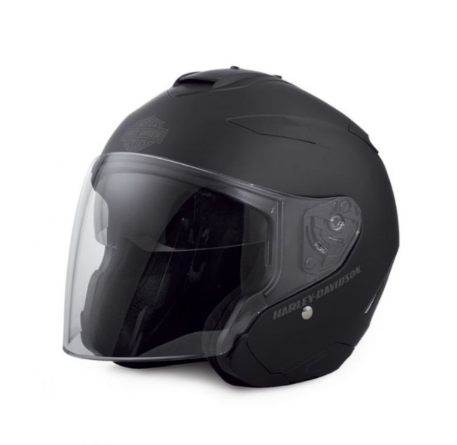 Front view of maywood interchangable sun shield 34 helmet matte black