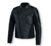 Front view of mens watt leather riding jacket