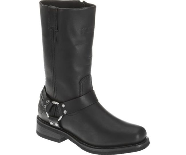 Front view of womens hustin riding boots black