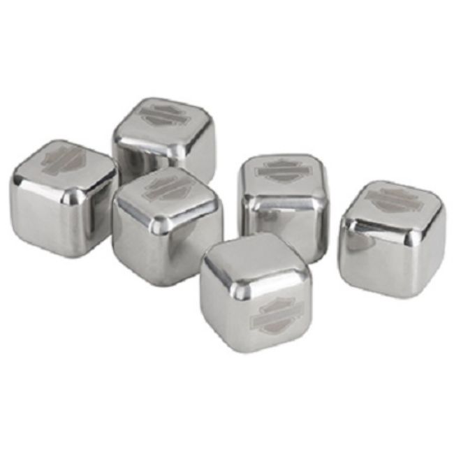 Front view of stainless steel ice cube set