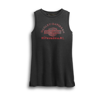 Front view of womens classic graphic muscle tee
