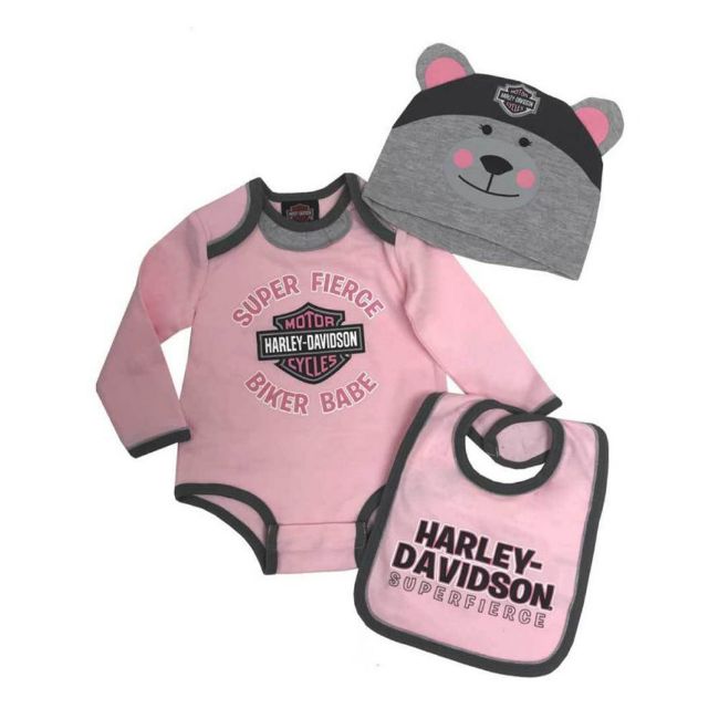 Picture of Baby Girl's 3D Bear Creeper Set with Hat & Bib