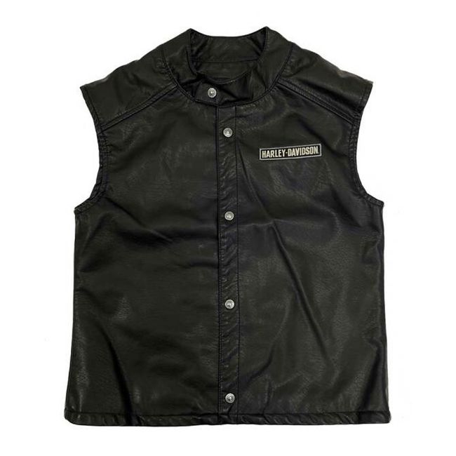 Picture of Boys' Embroidered Patches Snap Faux Leather Vest