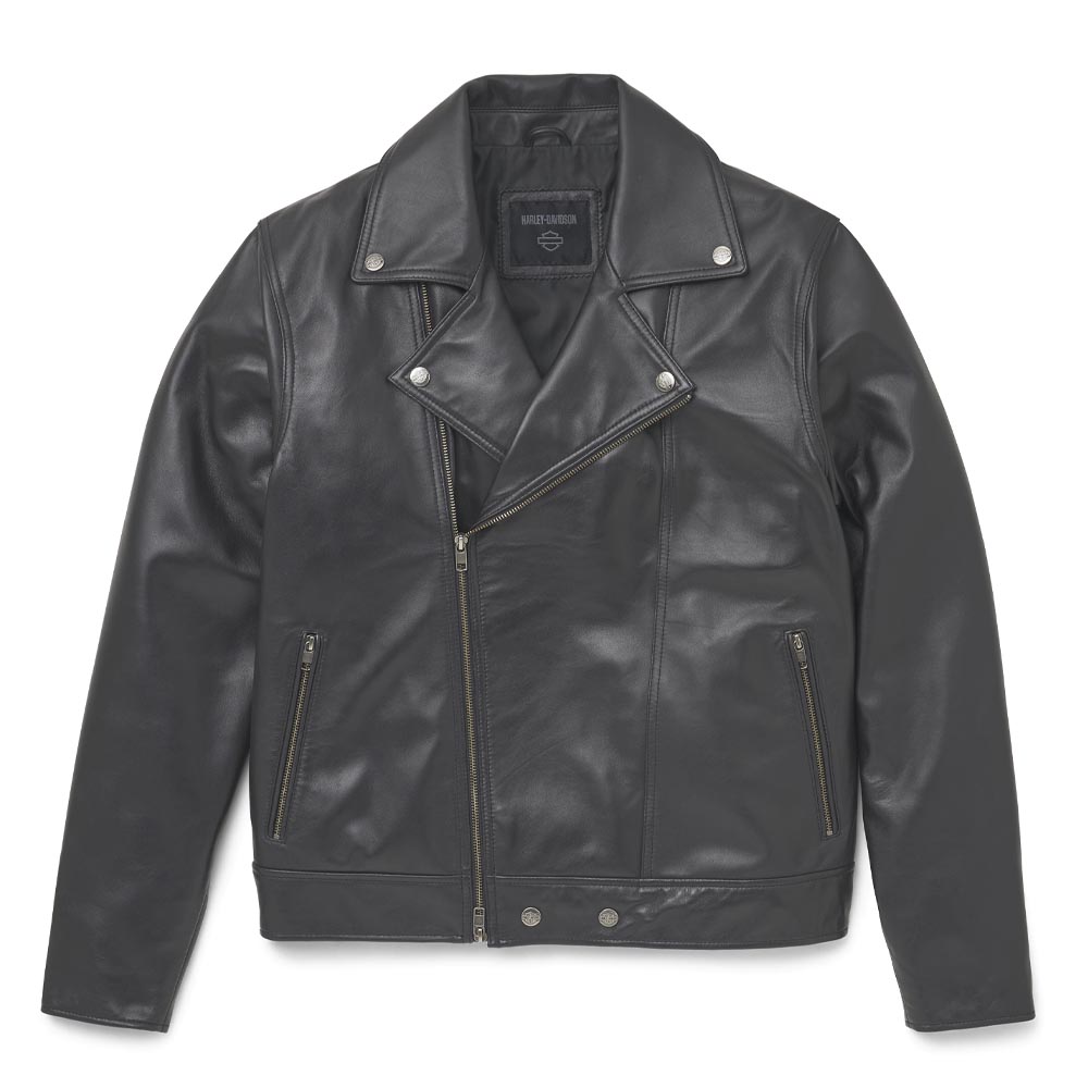 Men's Lisbon Debossed Leather Jacket 97013-22VM - West Coast Harley ...
