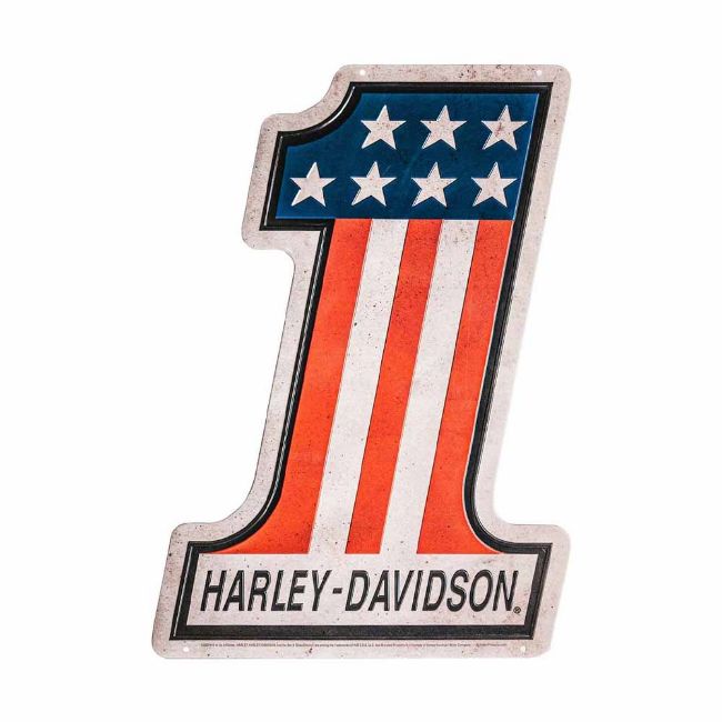 Picture of Harley-Davidson Embossed #1 Logo Distressed Tin Sign