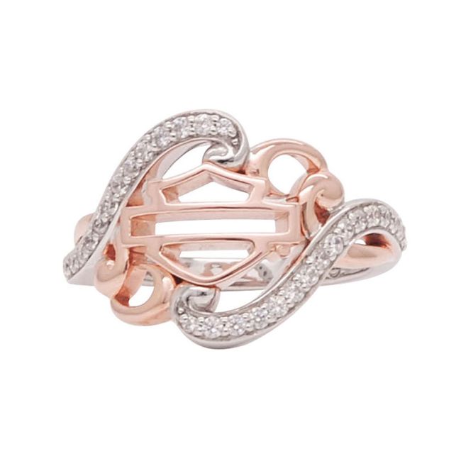Picture of Women's Silver Rose Gold Plated Bling B&S Filigree Ring