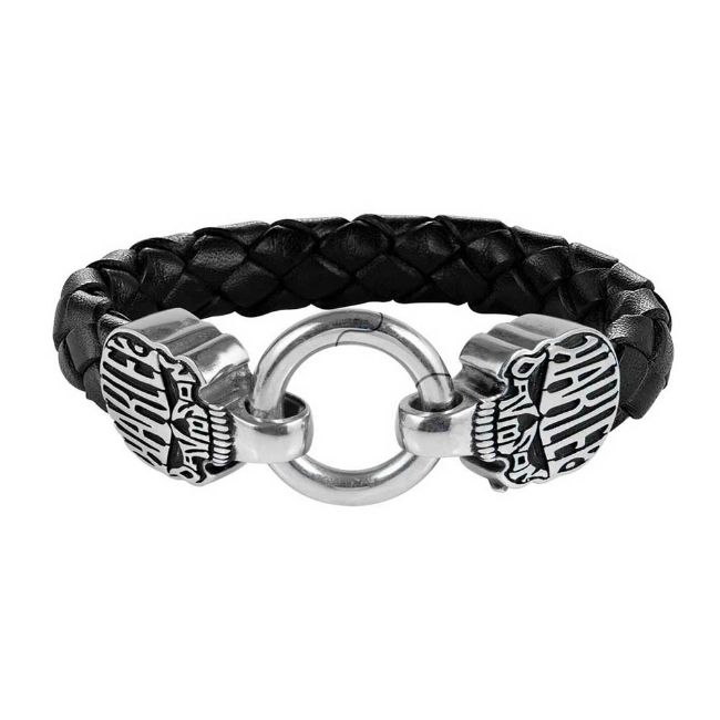 Picture of Men's Calavera Skull Braided Leather & Stainless Steel Bracelet