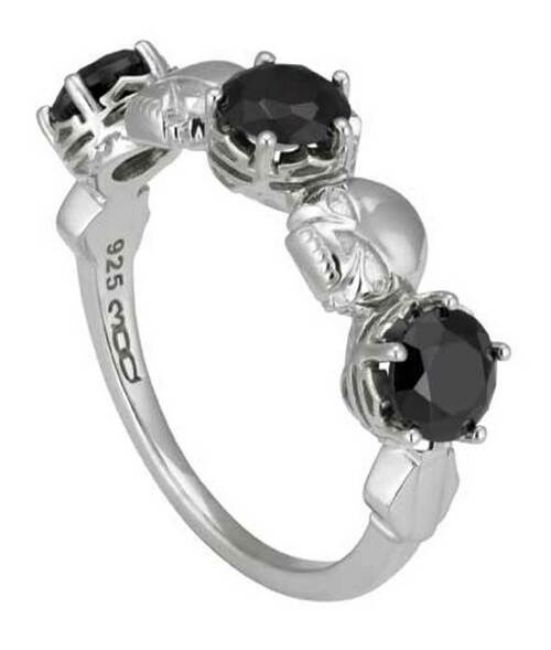 Picture of Women's Silver Skull & Three Stone Ring