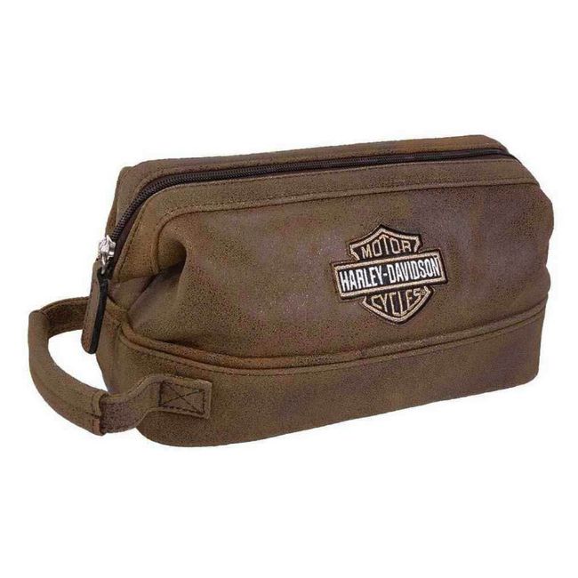 Picture of Deluxe Bar & Shield Leather Toiletry Kit - Brown