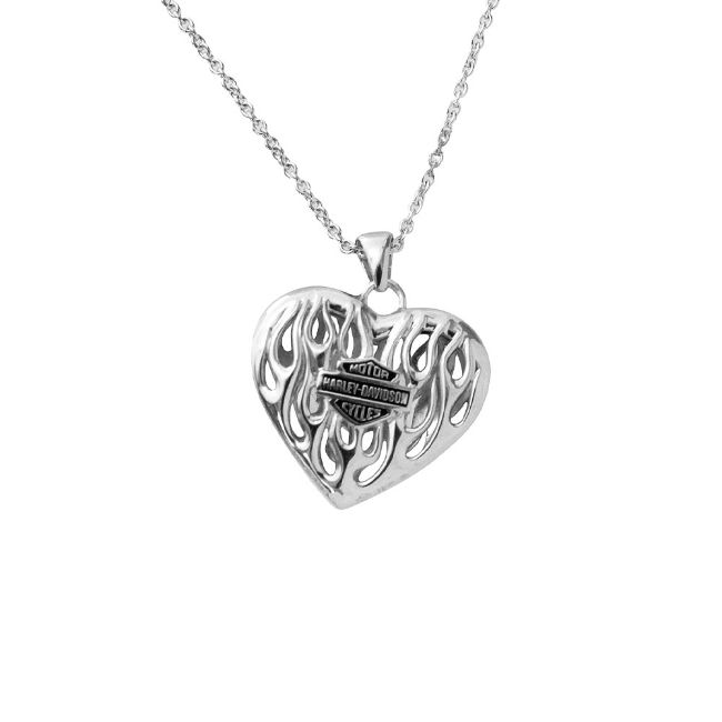 Picture of Women's Flames Bar & Shield Heart Necklace