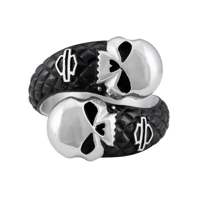 Picture of Men's Double Willie G Skull B&S Stainless Steel Metal Ring