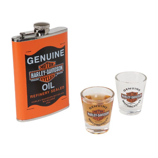 Picture of H-D Oil Can Flask & Shot Glass Set