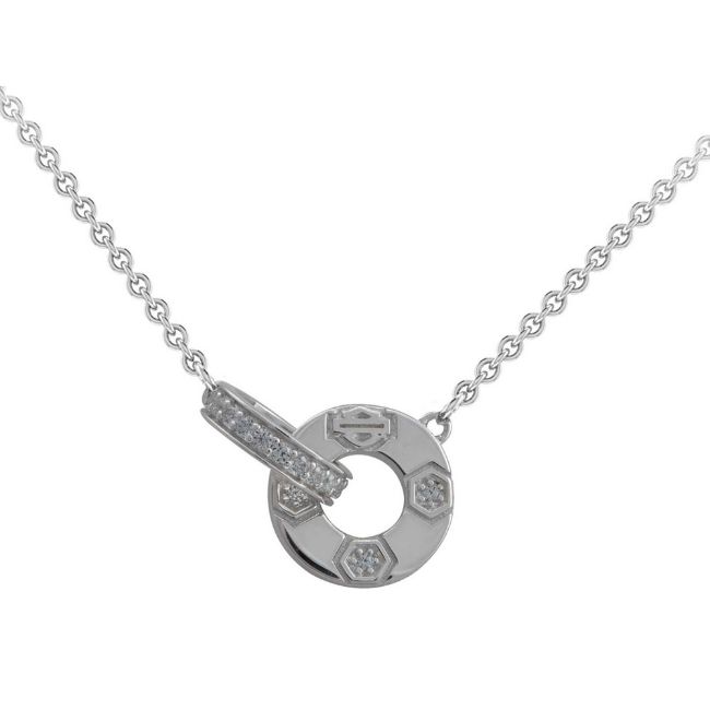 Picture of Women's Bar & Shield Cirque Interlock Bling Necklace