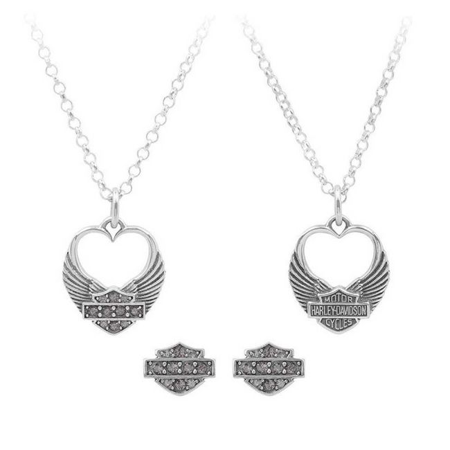 Picture of Women's Winged Heart Necklace & Earrings Gift Set