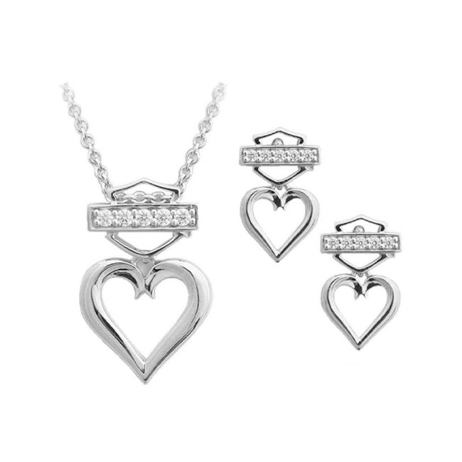 Picture of Women's Bling Heart Necklace & Post Earrings Gift Set