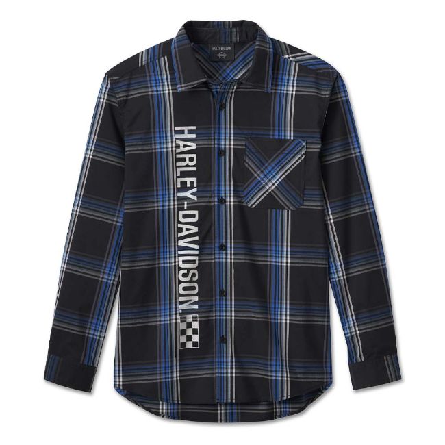 Picture of Men's The Bagger Long Sleeve Shirt - Black Plaid